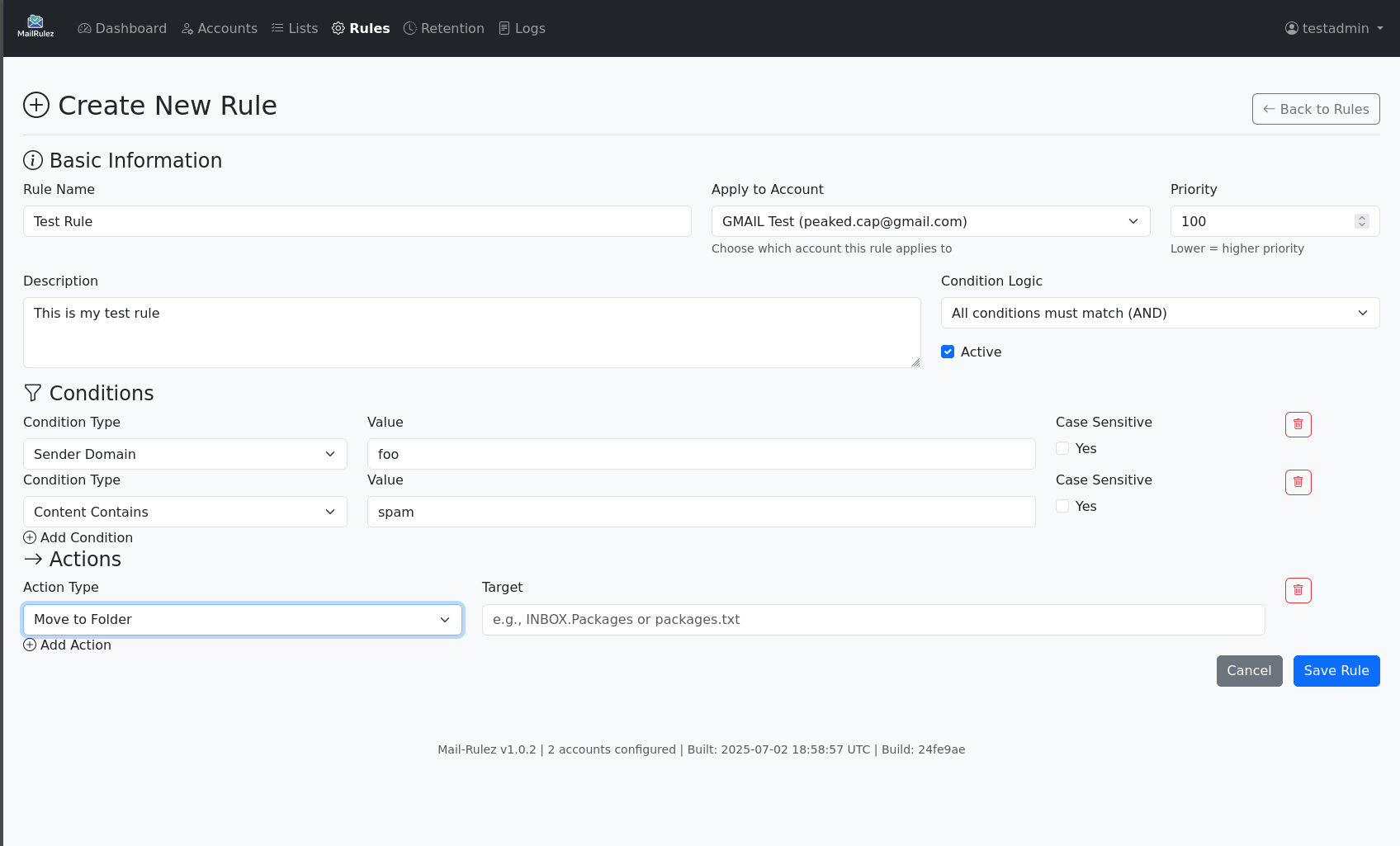 Visual Rule Builder Interface